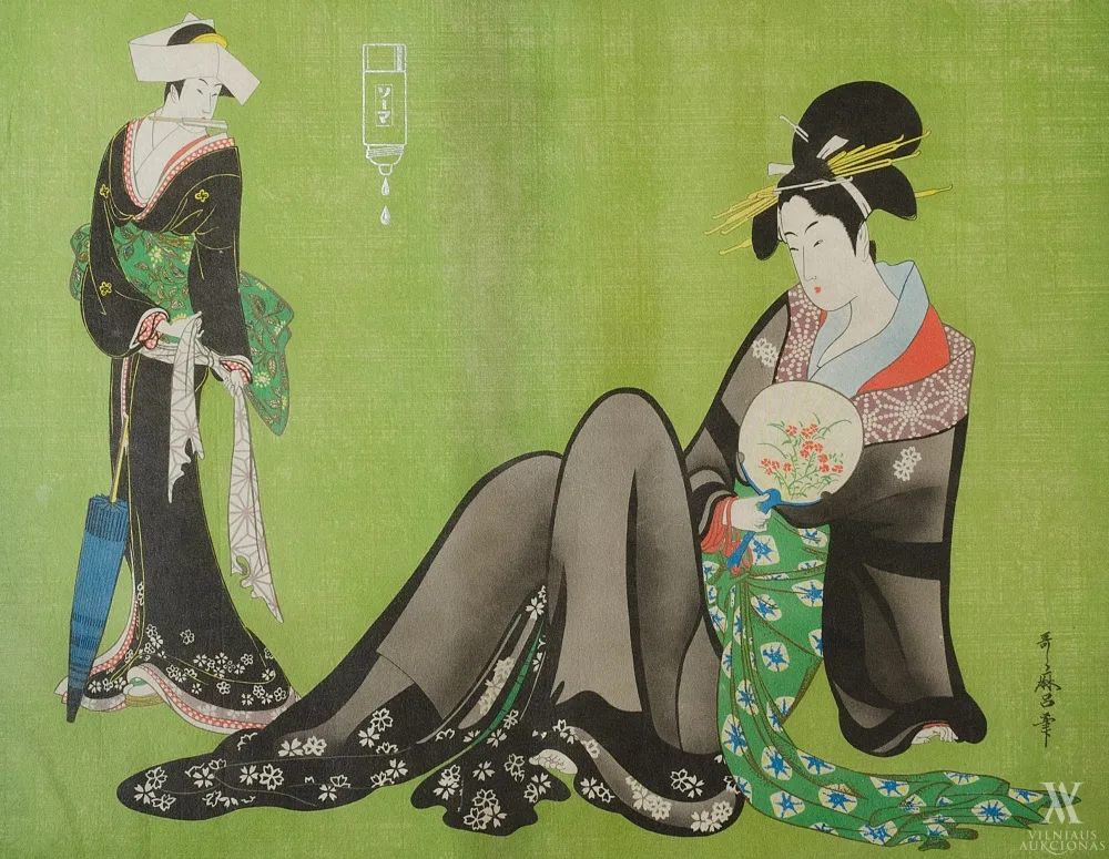 Nežinomas  XX a. dailininkas – Dvi geišos (pagal Utamaro Kitagawa, 1753–1806)