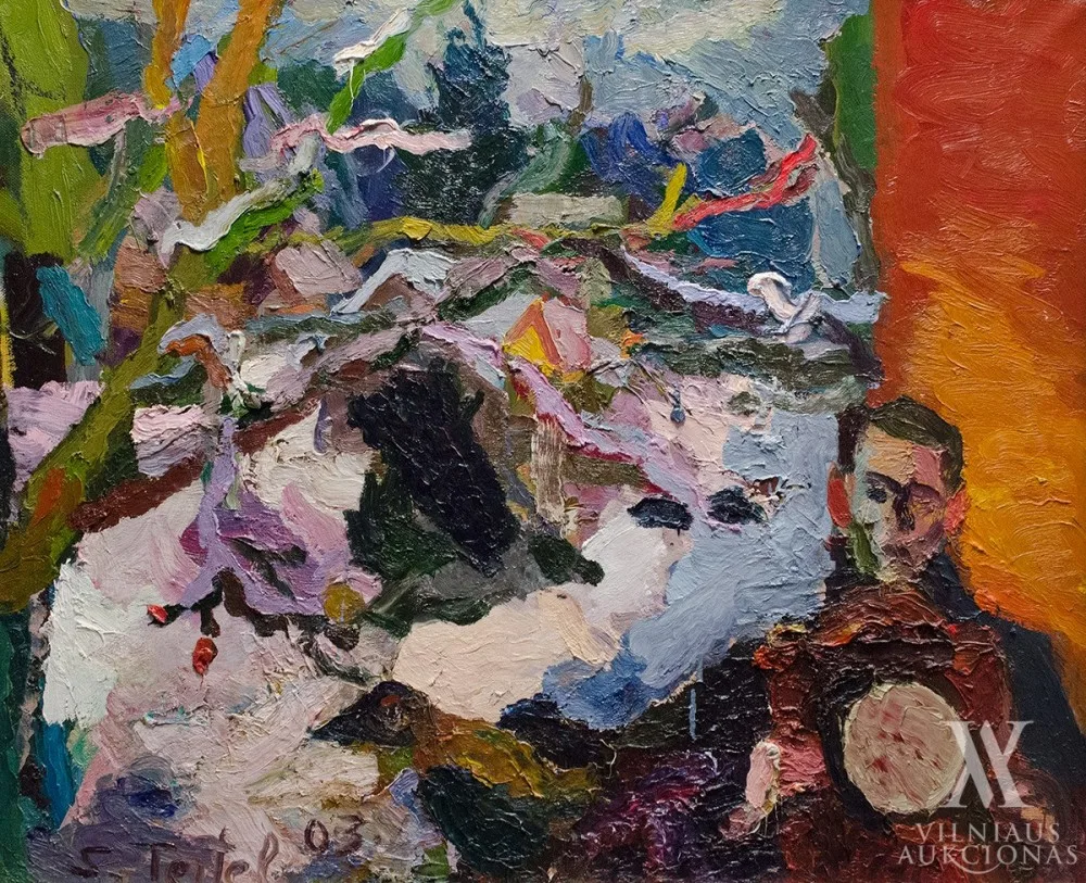 Solomonas Teitelbaumas – Vienatvė žiemą [Autoportretas su laikrodžiu]