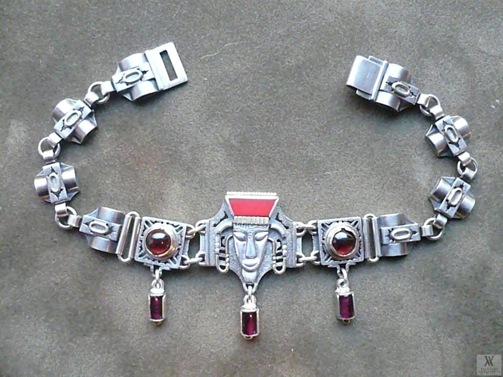 Apyrankė. Ag 925 /Au 525 / Koralas, granatai. 25,26 g