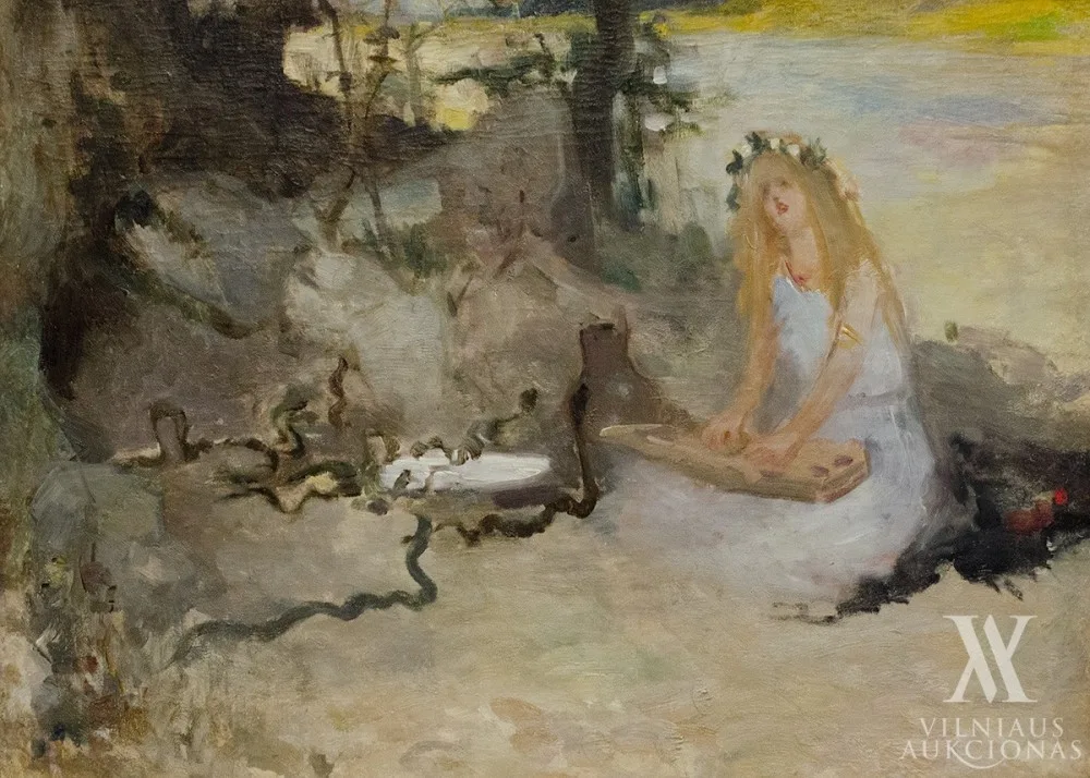 Kazimieras Stabrauskas (Kazimierz Stabrowski) – Eglė žalčių karalienė (kitoje pusėje – eskizas)