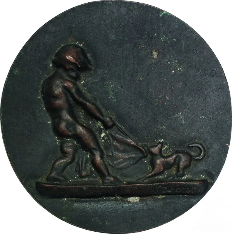 Juozas Zikaras – Medalionas „Vaikutis su šuniuku“, pagal to paties 1920 m. dailininko Juozo Zikaro (1884–1944) kūrinį 