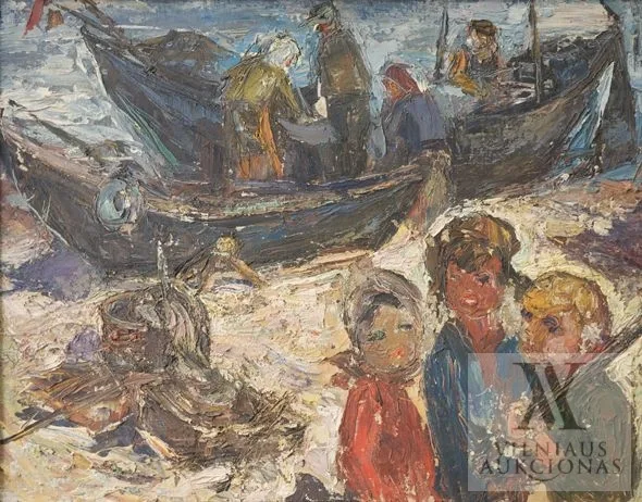 Valerija Zalensienė – Žvejų vaikai (eskizas)