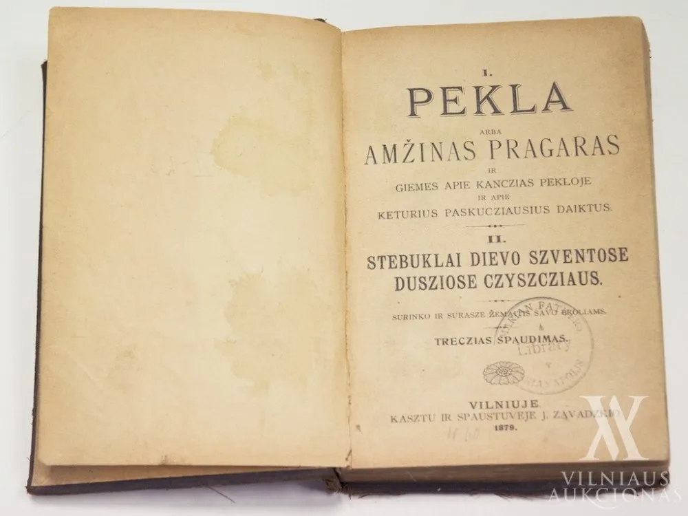 Žemaitis – I. Pekla arba amžinas pragaras II. Stebuklai Dievo Szventose dusziose czyszcziaus