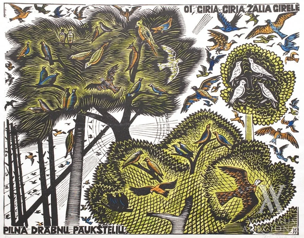 Jonas Kuzminskis – Oi, giria, giria, žalia girelė / pilna drabnų paukštelių