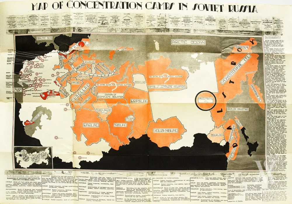 Autorių kolektyvas – Map of concentration camps of Soviet Russia│Koncentracijos stovyklų žemėlapis Sovietinėje Rusijoje