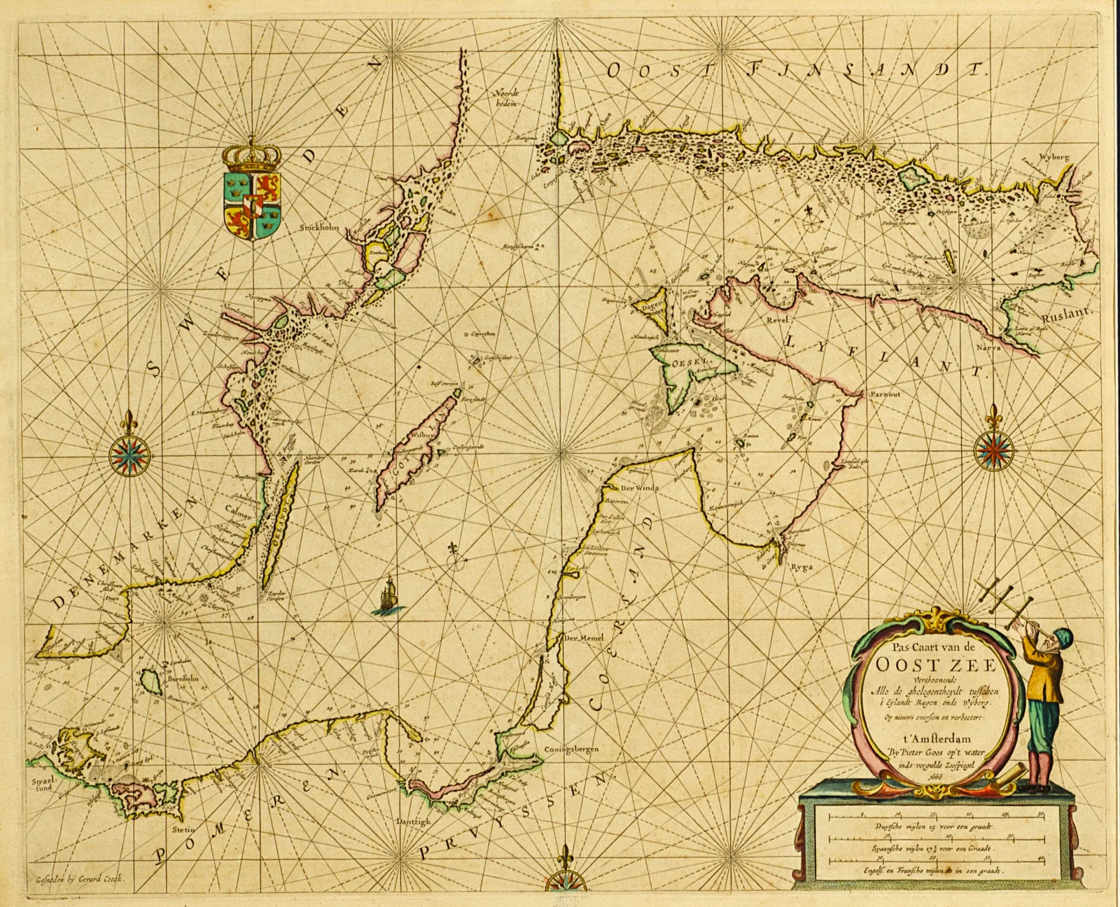 Pieter Goos – Baltijos jūros pakrančių navigacinis žemėlapis