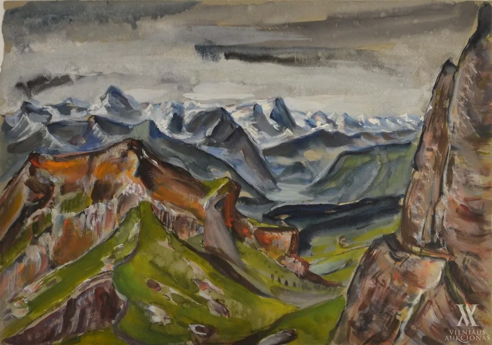 Adomas Galdikas – Kalnų peizažas 