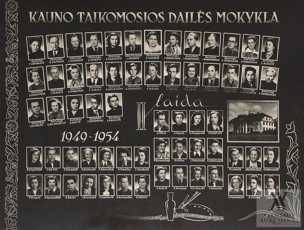 S.  Butkevičius – Kauno taikomosios dailės mokyklos II laidos (1949-1954) absolventų ir dėstytojų fotografijų vinjetė