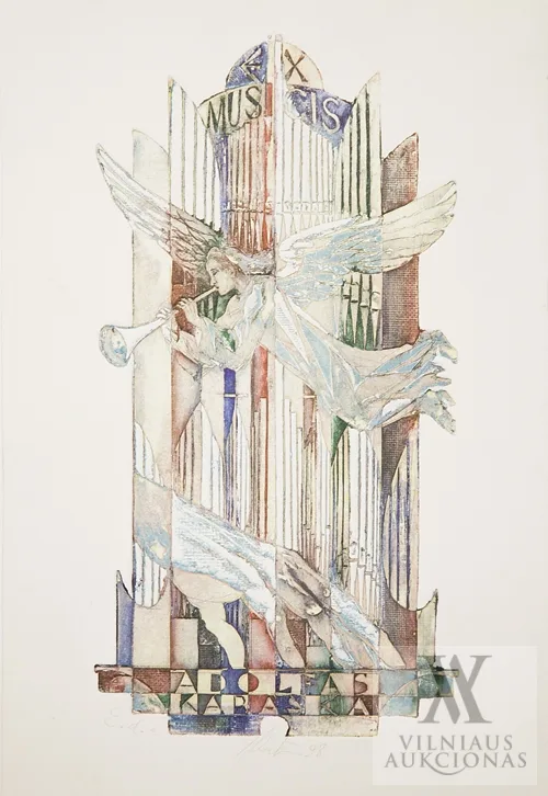 Antanas Kmieliauskas – Exlibris vargonininkui Adolfui Karaškai (1911-2000)