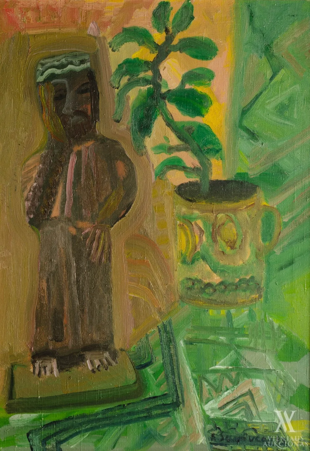 Augustinas Savickas – Natiurmortas su Rūpintojėliu