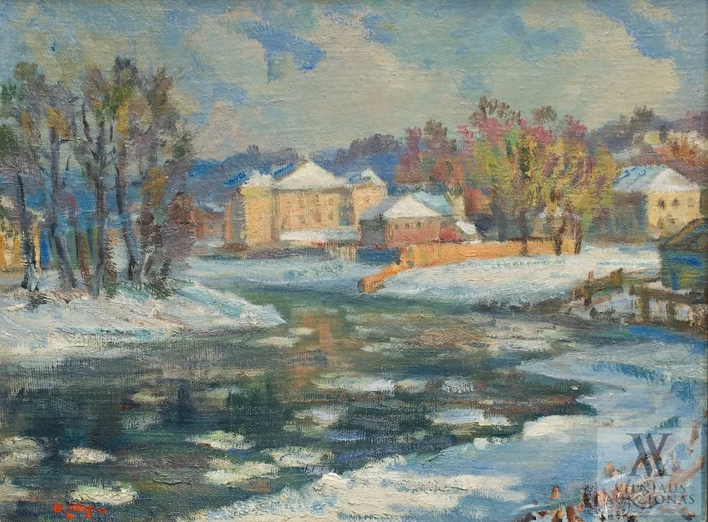 Vincas Norkus – Neris žiemą (Antakalnis, Sluškų rūmai)