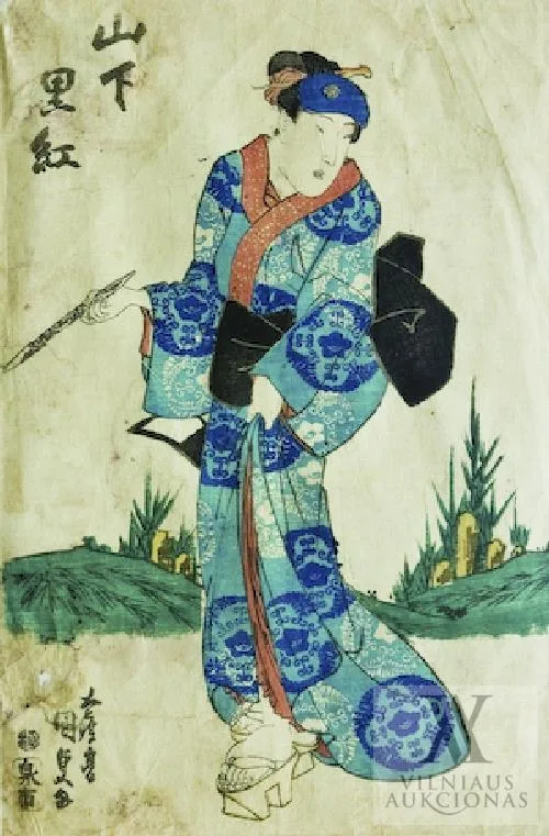 Kuniyoshi Utagawa – Kabuki teatro aktorius moteriškoje rolėje