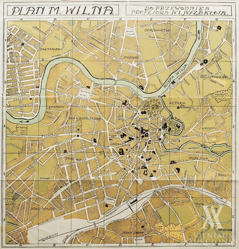 Juliusz  Kłos – Vilniaus miesto planas. Iš J. Kłoso „Wilno. Przewodnik krajoznawczy“