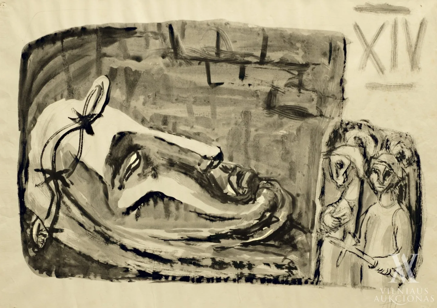 Antanas Mončys – 14 Kryžiaus kelio stočių. XIV stotis, 1 var.
