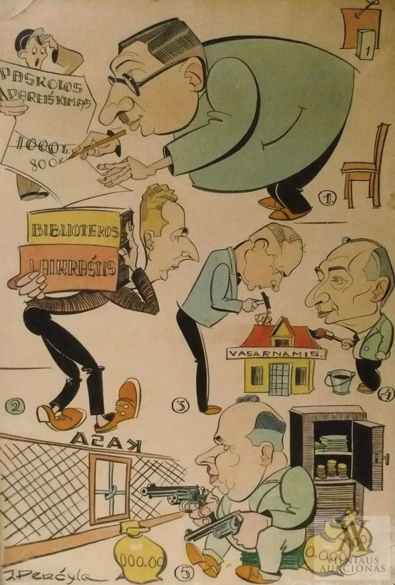 Juozas Olinardas Penčyla – 15 šaržų ir karikatūrų rinkinys