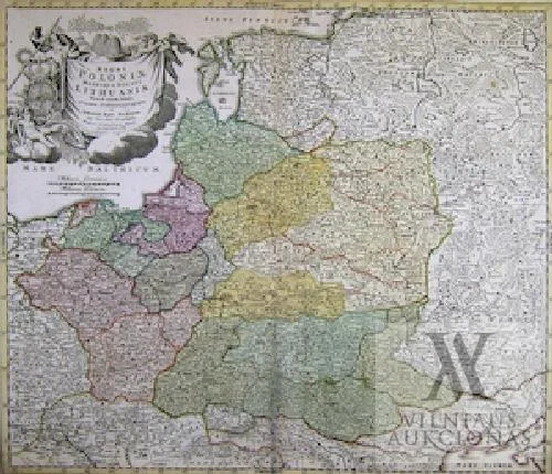 Johannas Baptistas Homannas (Johann Baptist Homann) – Regni Poloniae Magnique  Ducatus Lithuaniae. Nova et exacta tabula