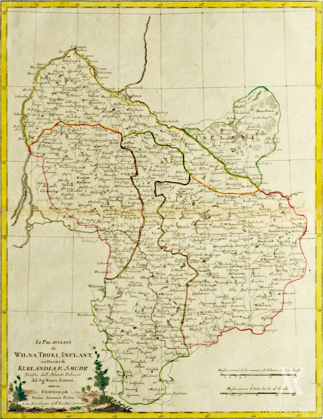 Giovani Antonio Bartolomeo Rizzi–Zannoni – Rizzi–Zannoni, Pitteri, Zuliani, Zatta, LDK žemėlapis, 1781, Venecija