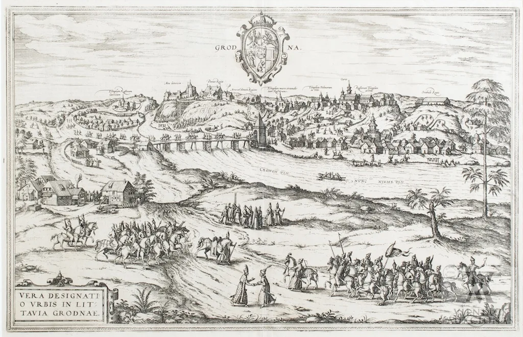Georg Braun (leidėjas) – Grodna. Gardino miesto planas iš G. Brauno „Civitates orbis terrarum” II tomo ”De Praecipuis, Totius Universi Urbibus”