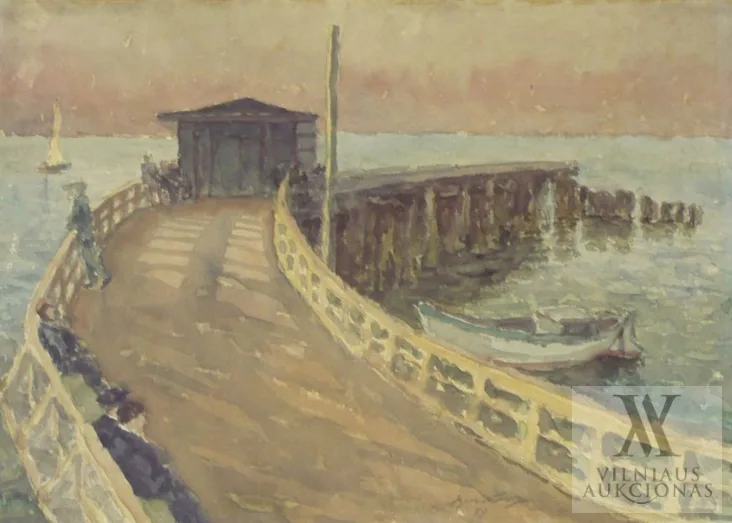 Jonas Buračas – Palanga. Tiltas į jūrą / Malūnas (dvipusė akvarelė)