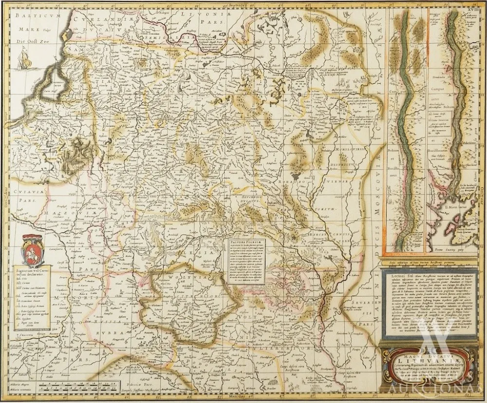 Henricus Hondius – Lietuvos didžiosios kunigaikštystės ir kaimyninių regionų žemėlapis su Dniepro vagos kartografinė schema