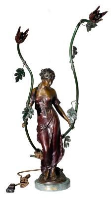 Skulptūra–stalinė lempa (pagal Louis Auguste Moreau, 1855–1919)